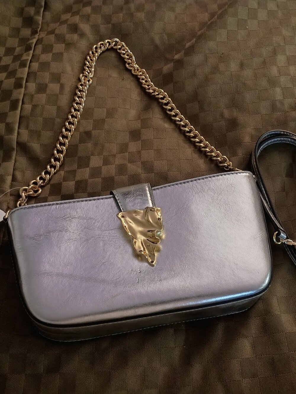ALEXIS BITTAR The Crumpled Convertible Crossbody Bag Silver